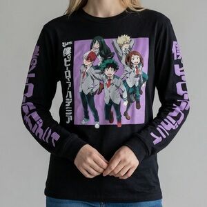My Hero Academia Group Long Sleeve Graphic T-Shirt Black Size L